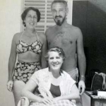 Conchita Harris, Enri and Tomas Harris at Camp de Mar (3 siblings)